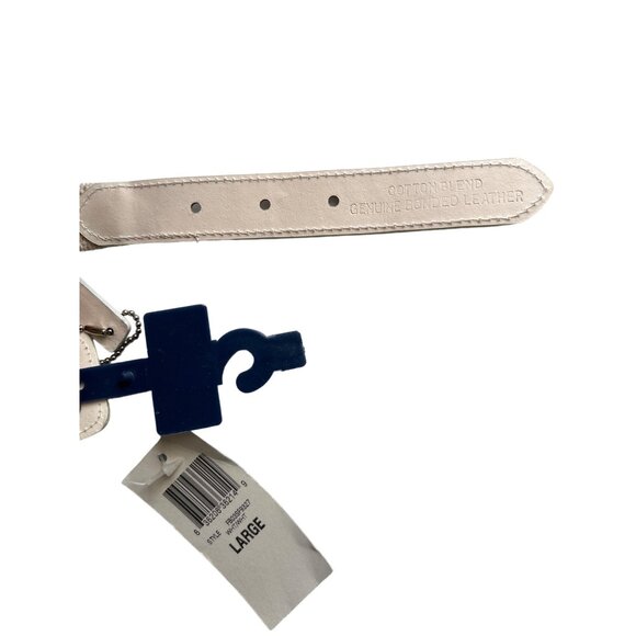 Charter club White & Tan Cotton Blend Genuine Bonded Leather Belt - Picture 5 of 5
